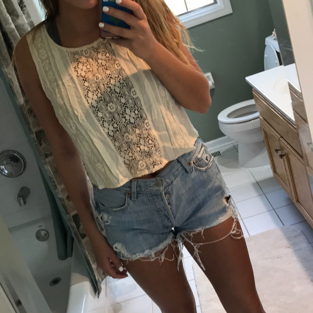 cream lace shirt